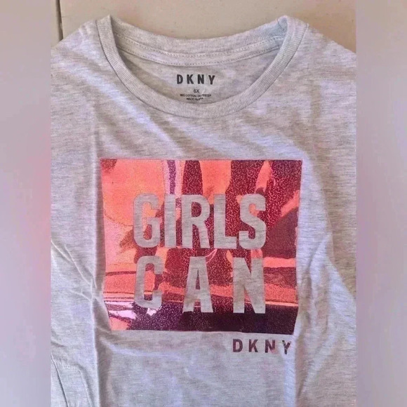DKNY Girls' Fashion Long Sleeve T-Shirt  Gray Pink Sparking size 5t and Size 6x - Picture 10 of 12